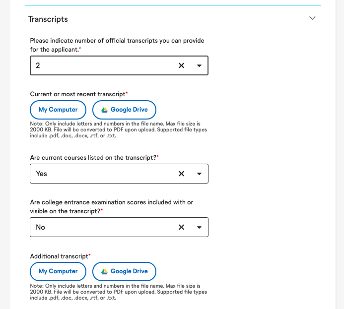 Where to Upload Transcripts